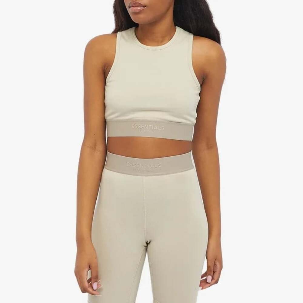 Fear Of God Essentials Sports Bra US XS EU 34 Womens Beige Crop Top $109